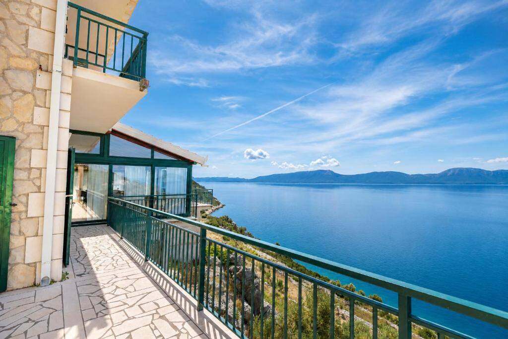 Sea view from a stone terrace at Galeb Bed and Breakfast